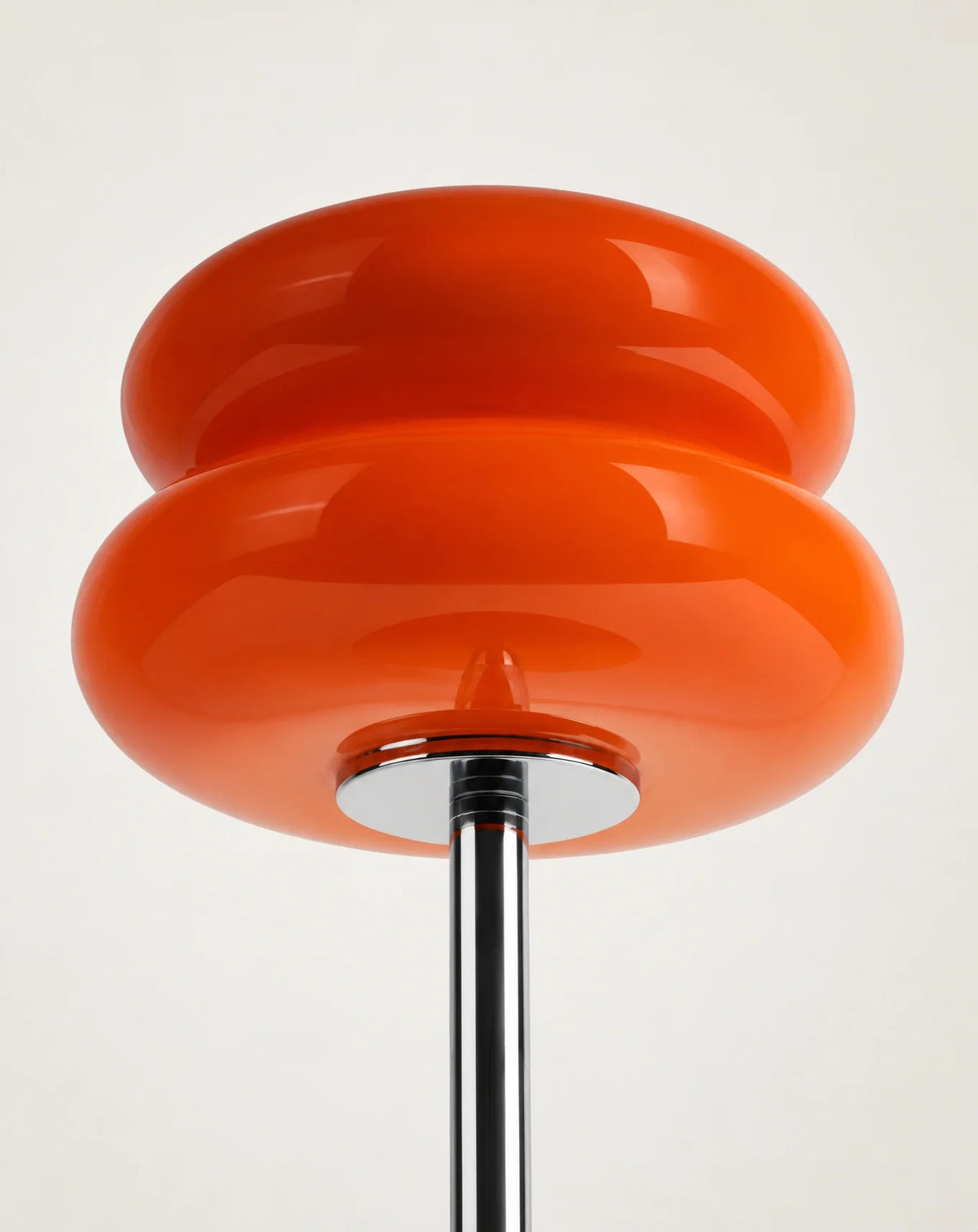 Modern glass table lamp with a polished chrome base, perfect for a nightstand or living room, dimensions 15"x5". 4