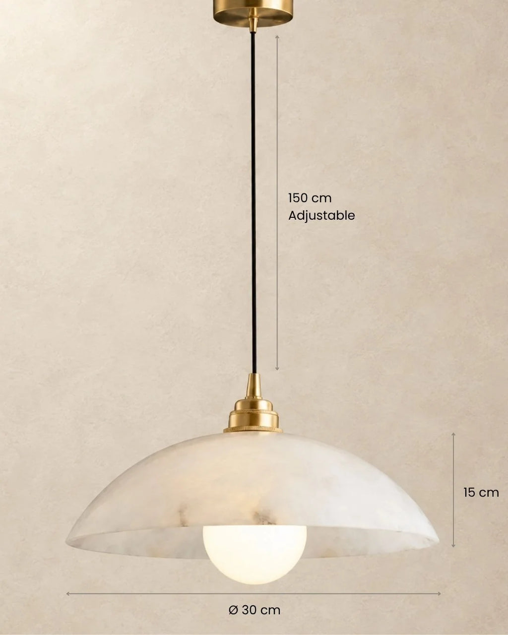 Adjustable cable on marble pendant light