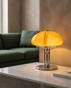 Amber glass lamp in living room
