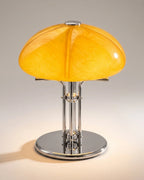 Amber glass mushroom table lamp