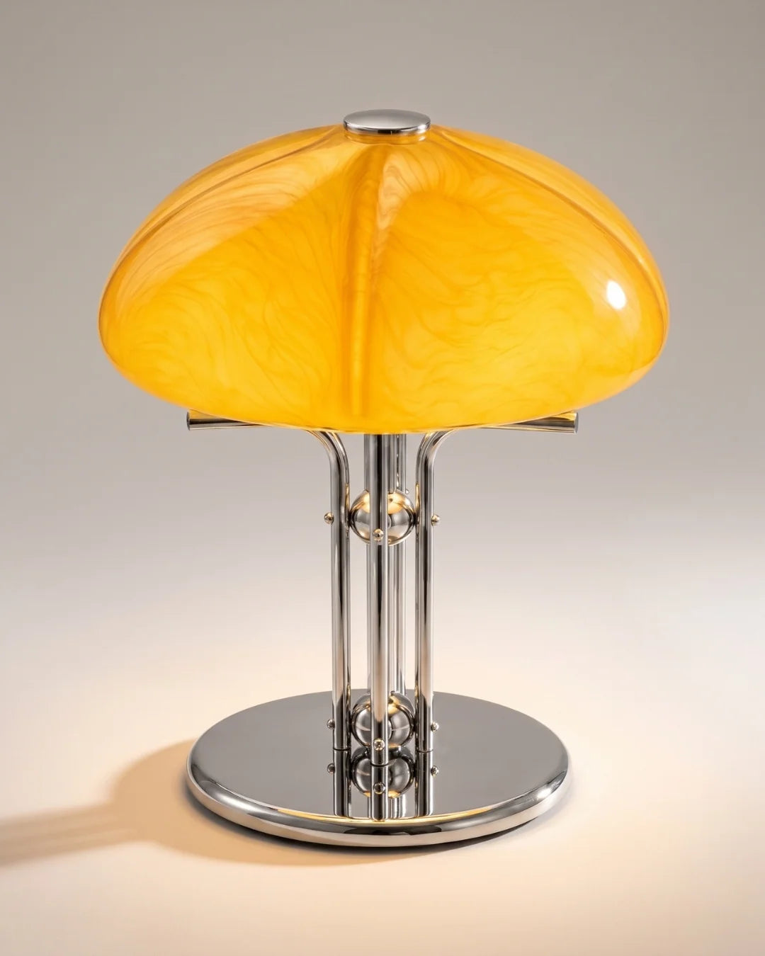 Amber glass mushroom table lamp