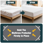 Bed sheet before and after using fastener straps