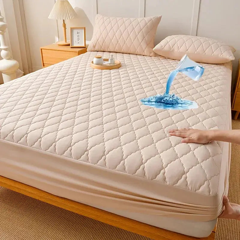 Beige waterproof mattress pad