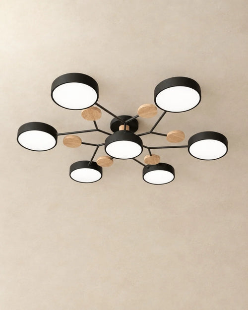 Black 7-light sputnik ceiling light