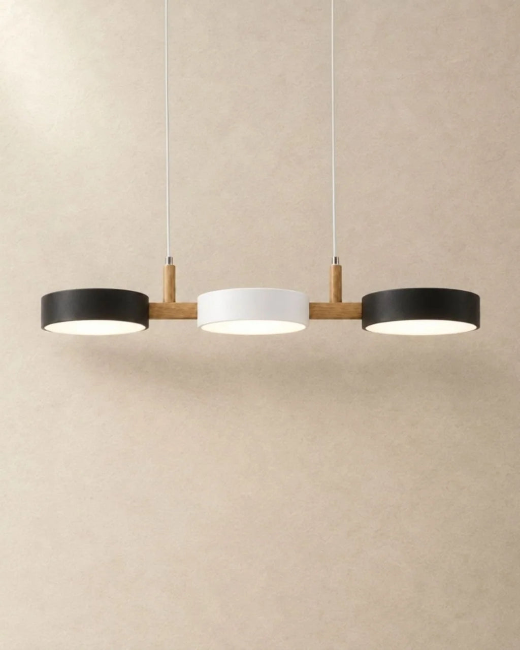Black and white linear pendant light