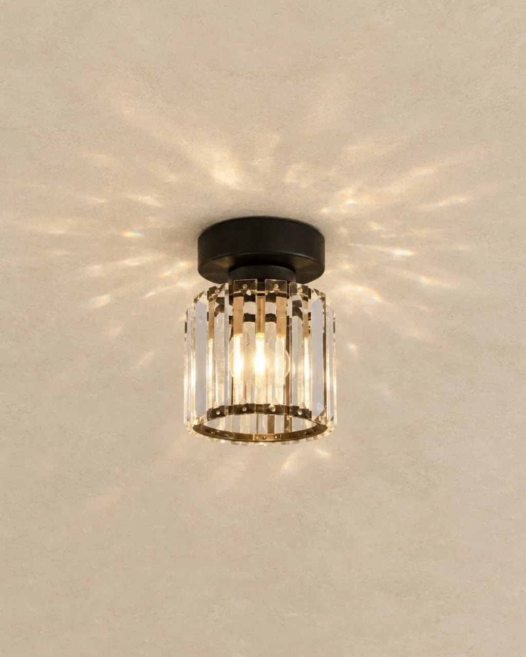 Black round crystal flush mount ceiling light
