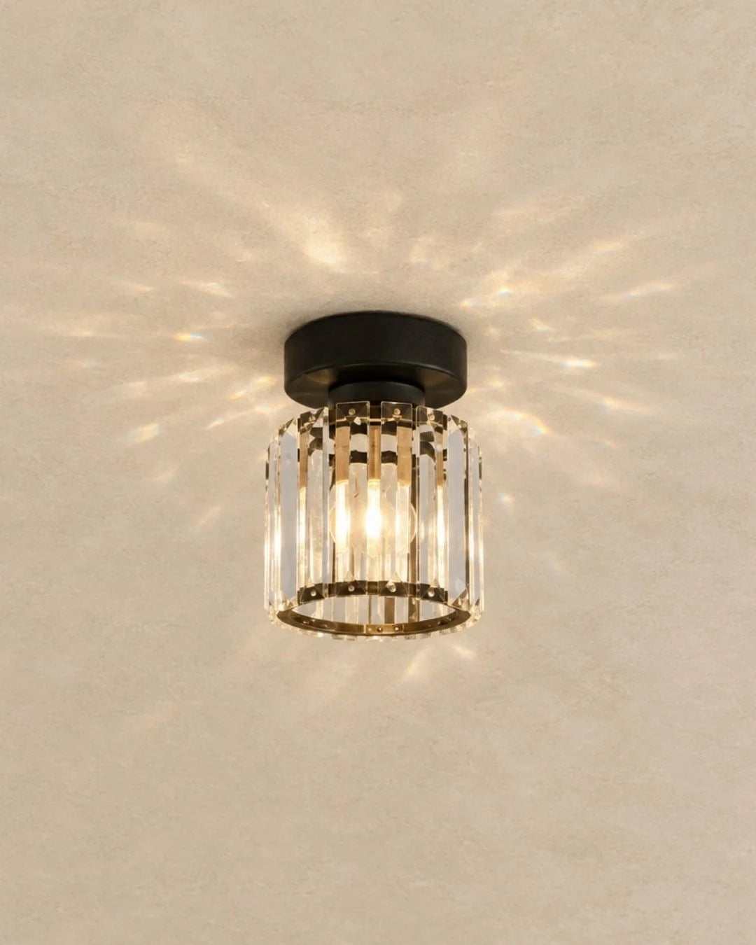 Black round crystal flush mount ceiling light
