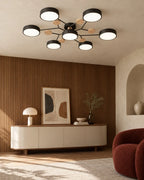 Black sputnik ceiling light in living room