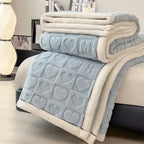 Blue heart embossed fleece blanket