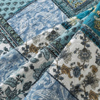 Blue paisley and floral patchwork fabric