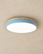 Blue wood flush mount ceiling light