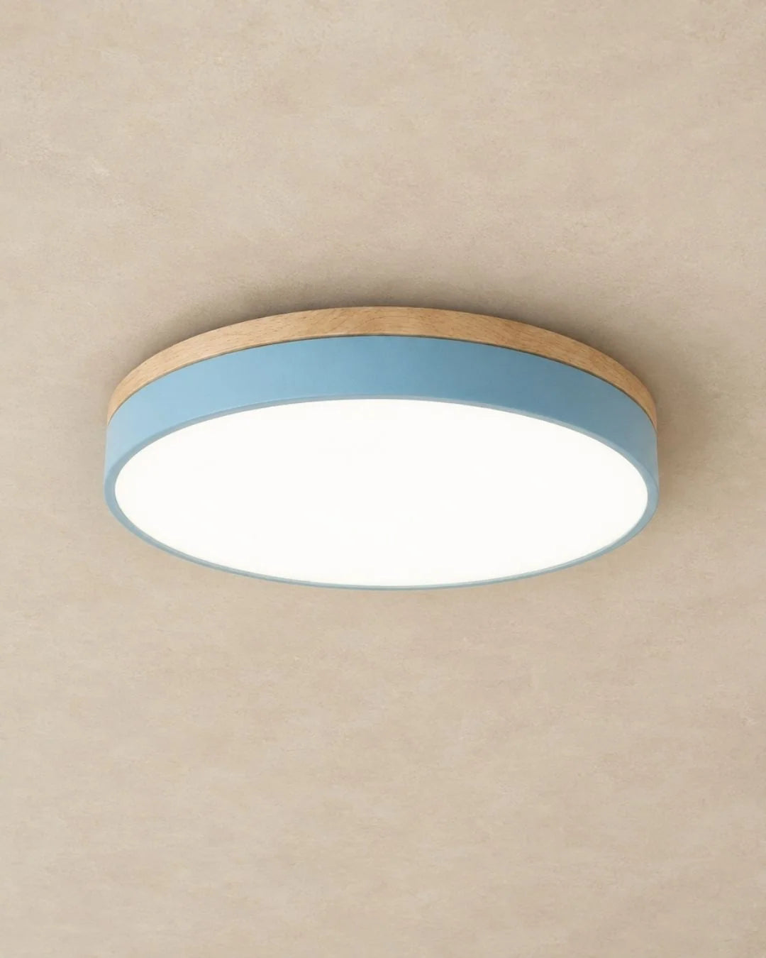 Blue wood flush mount ceiling light