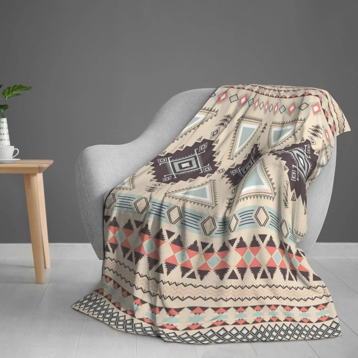 Boho Aztec throw blanket on chair