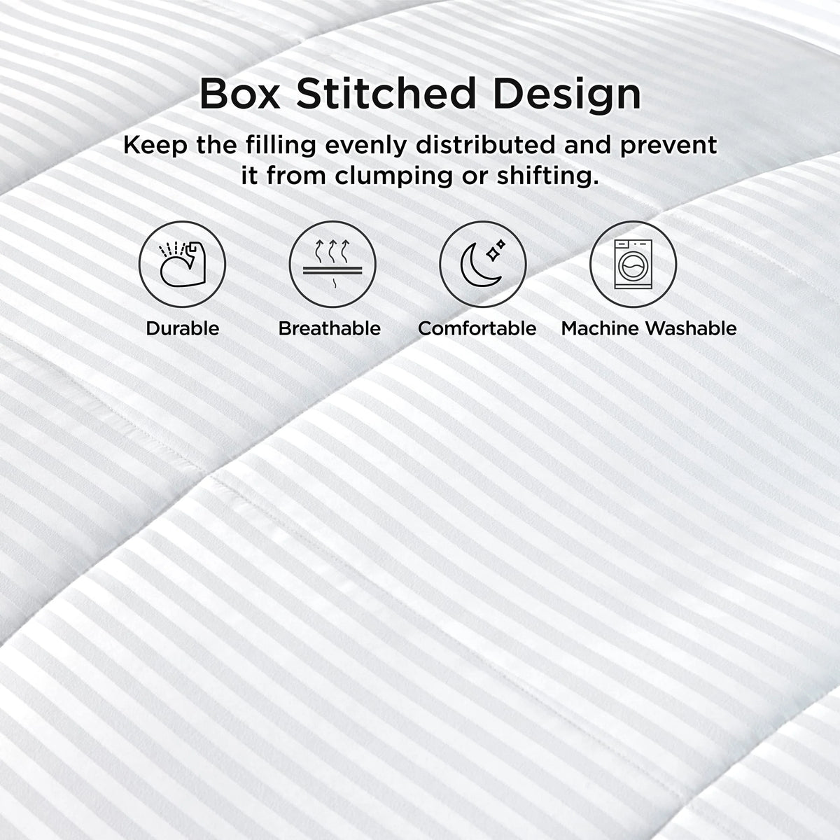 Box stitched design keeps filling in place