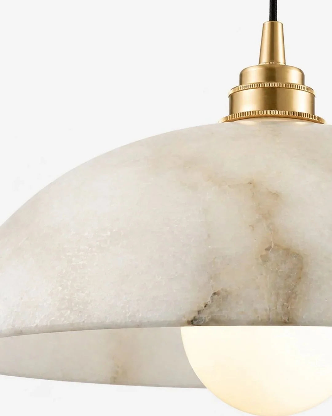 Brass canopy on marble pendant light