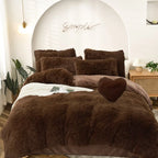 Brown faux fur duvet cover set