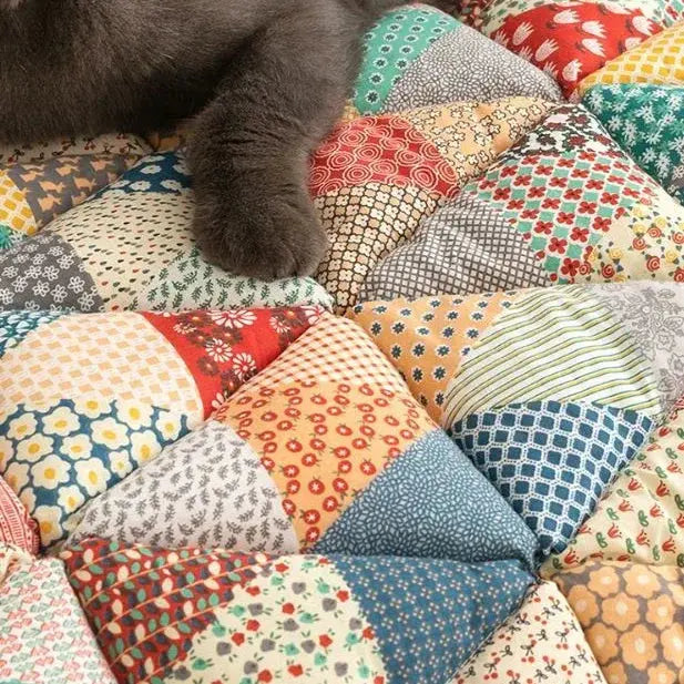 Cat paw on soft patchwork pet couch cover