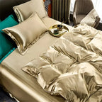 Champagne satin duvet cover and pillowcases