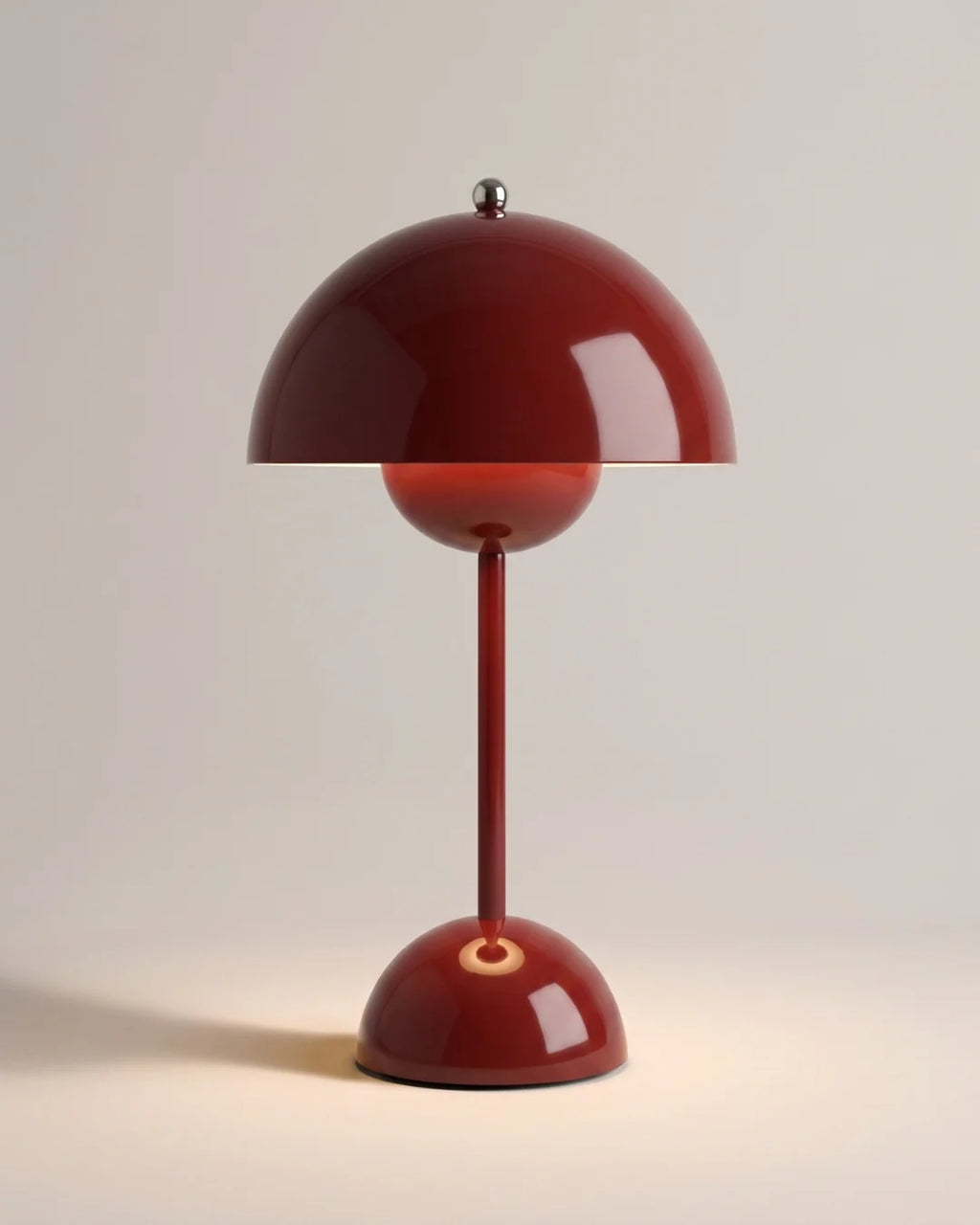 Cherry red cordless dome table lamp