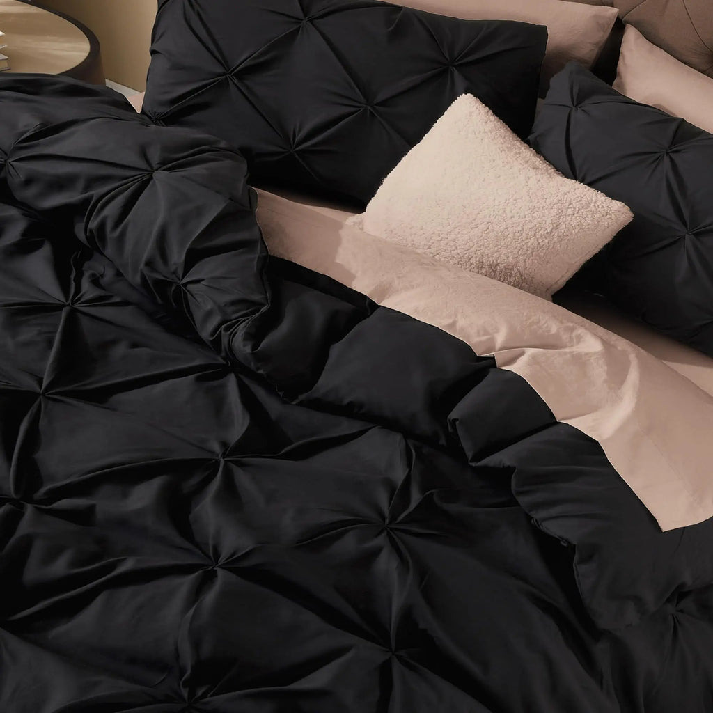Close-up of black pinch pleat texture