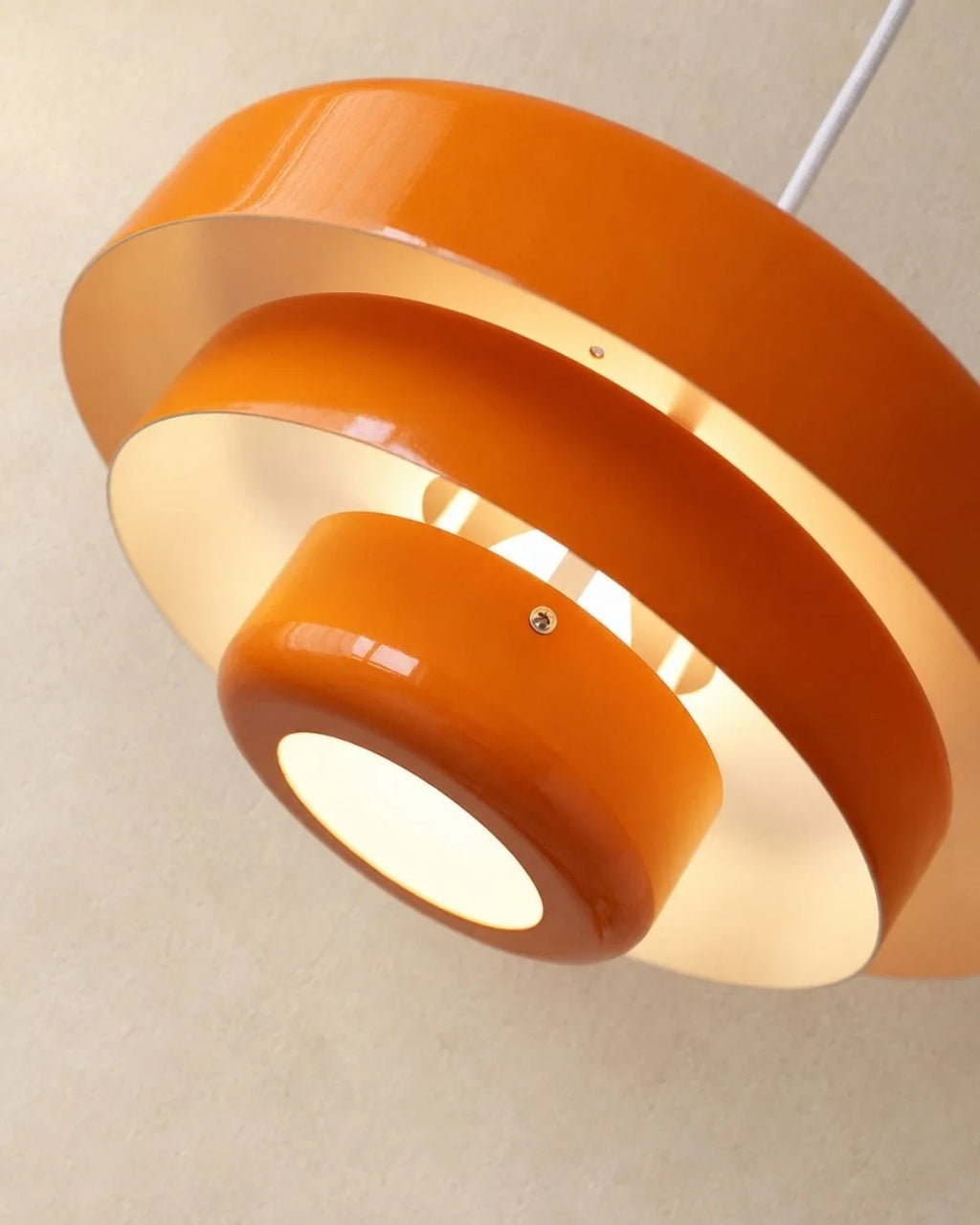 Close-up of glossy metal tiers