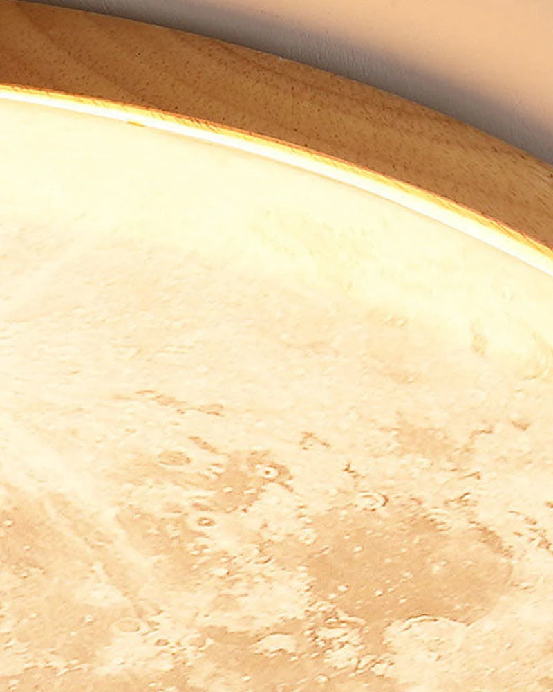 Close-up of moon diffuser and wood rim