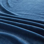 Close-up of navy flannel fleece fitted sheet