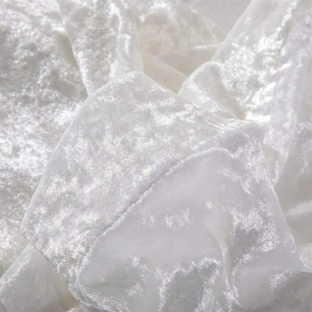Close-up of off-white crushed velvet