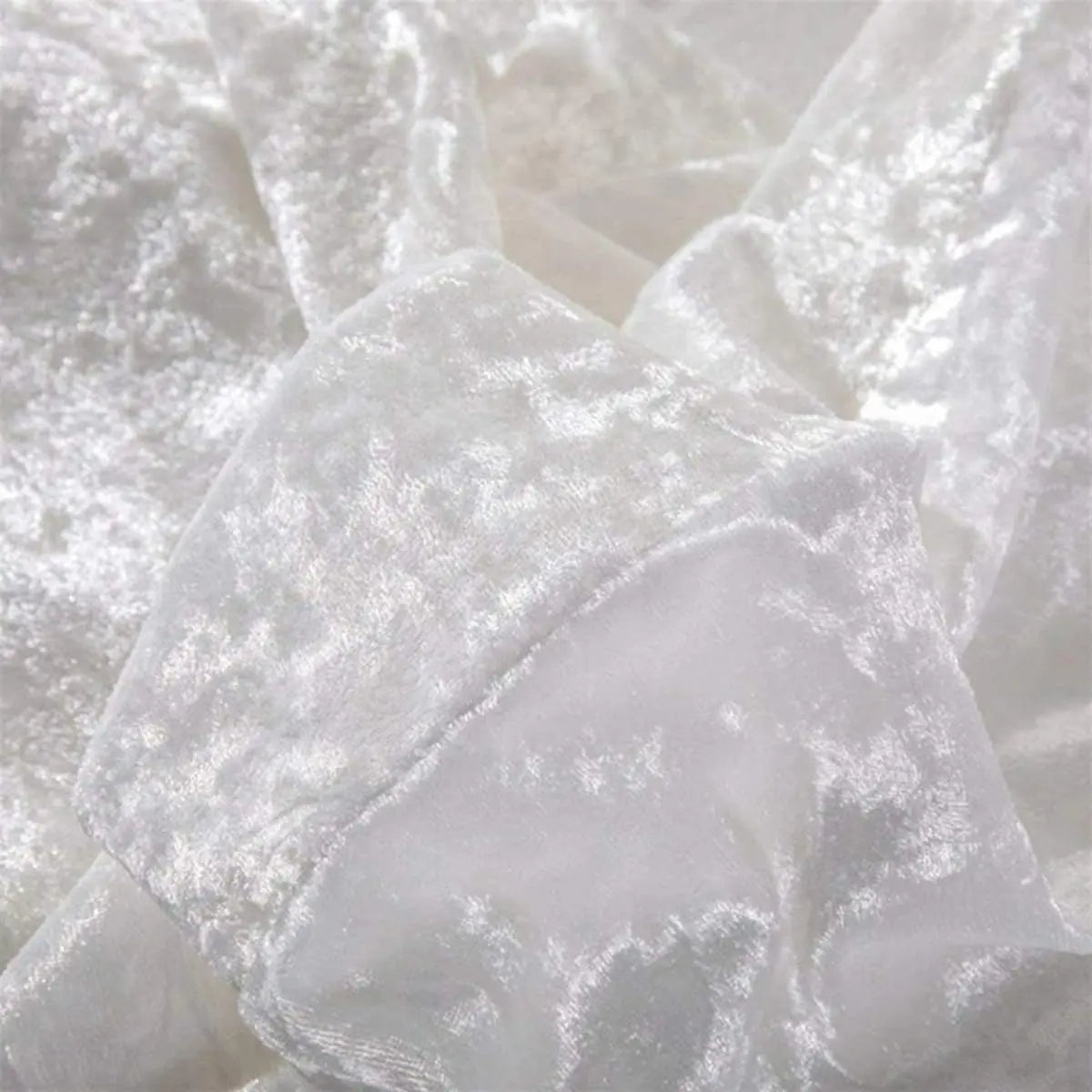 Close-up of off-white crushed velvet