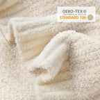 Close-up of plush sherpa side of throw blanket