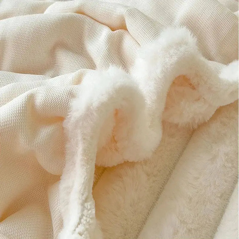 Close-up of plush white faux fur