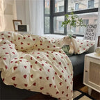 Cozy heart pattern duvet cover on bed