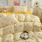 Cream floral duvet cover with small tulips