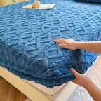 Dark blue coral fleece fitted sheet