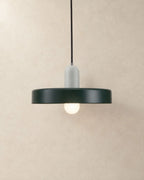 Dark green pendant light with white holder