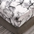 Deep pocket marble fitted sheet corner