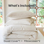 Duvet cover and 2 pillowcases included