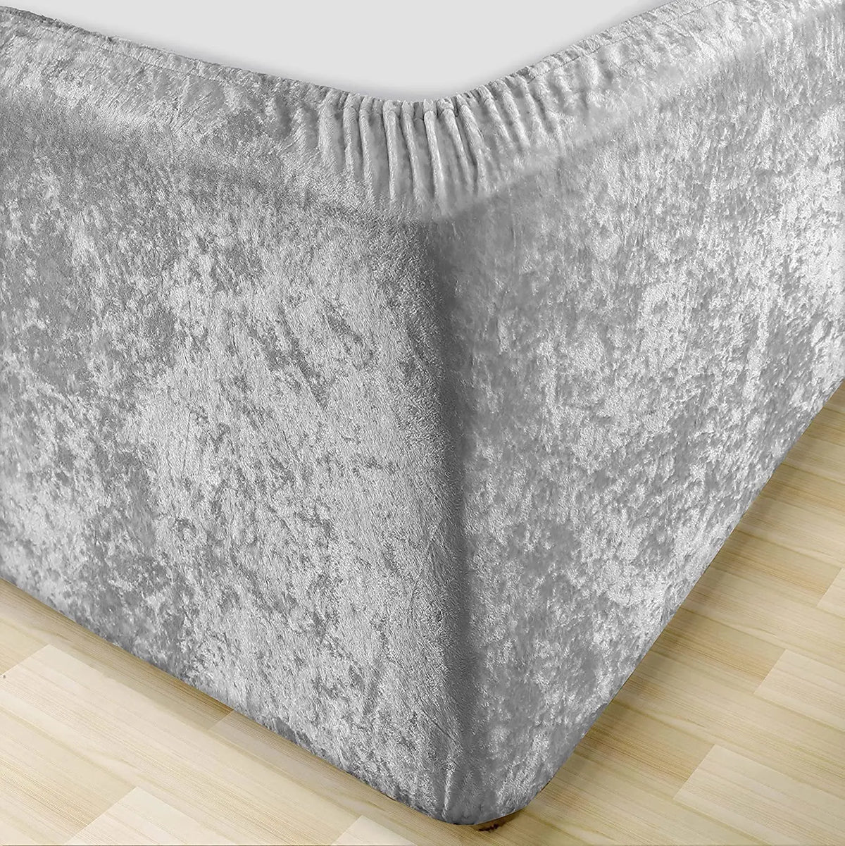 Elastic corner of silver velvet bed skirt