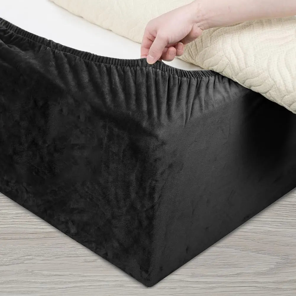 Elastic wrap on black velvet bed skirt