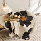 Floral throw blanket with cup and tray