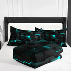 Folded geometric comforter and pillowcases