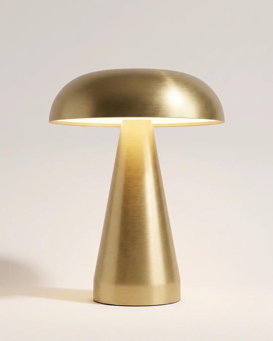 Gold cordless mushroom table lamp
