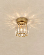 Gold round crystal flush mount ceiling light