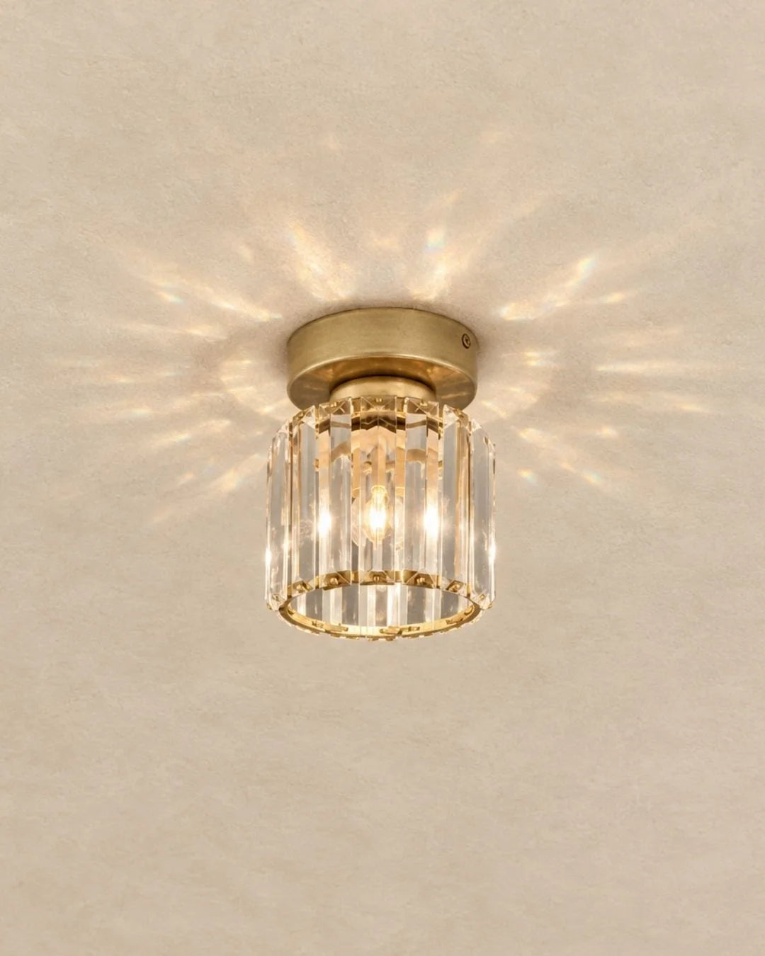 Gold round crystal flush mount ceiling light