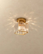 Gold square crystal flush mount ceiling light