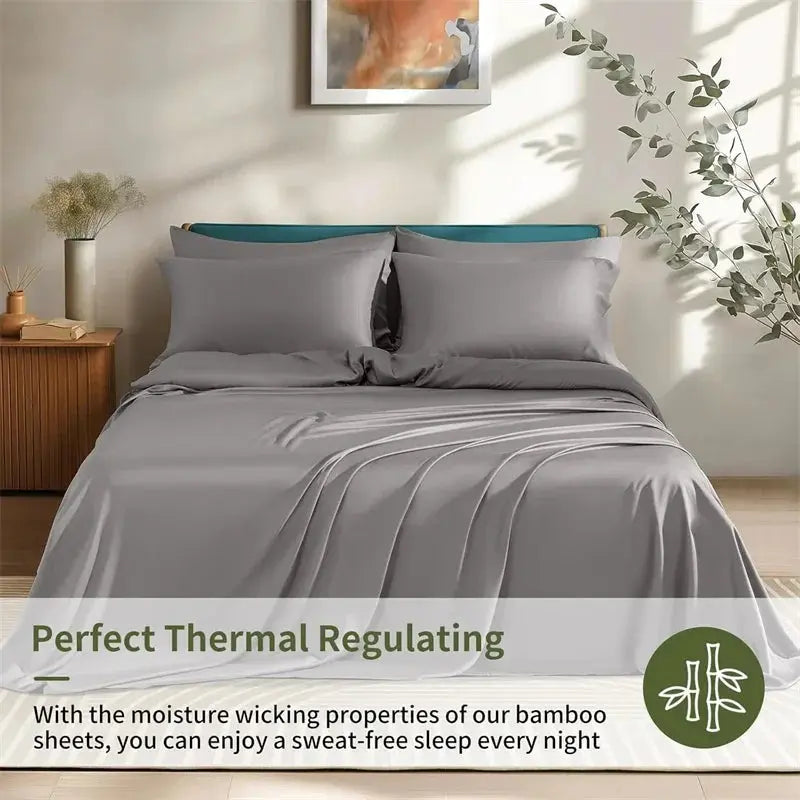 Gray bamboo sheets with thermal regulating feature