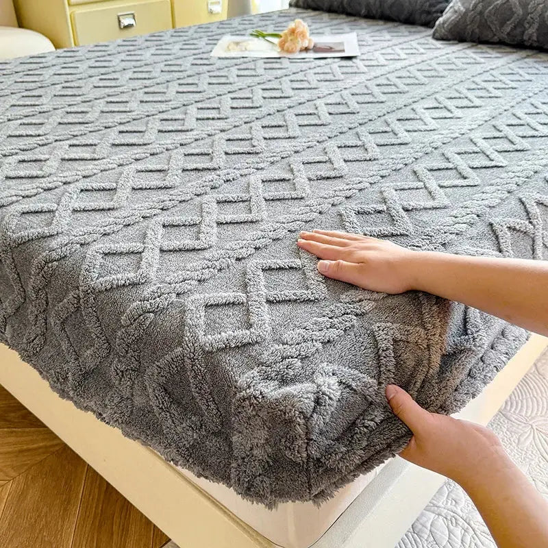 Gray coral fleece fitted sheet