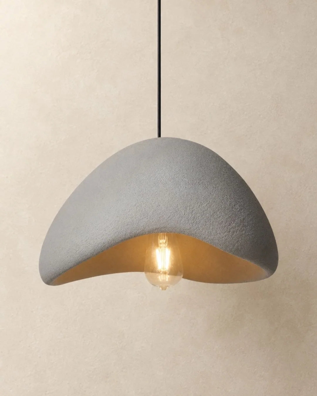 Gray textured dome pendant light