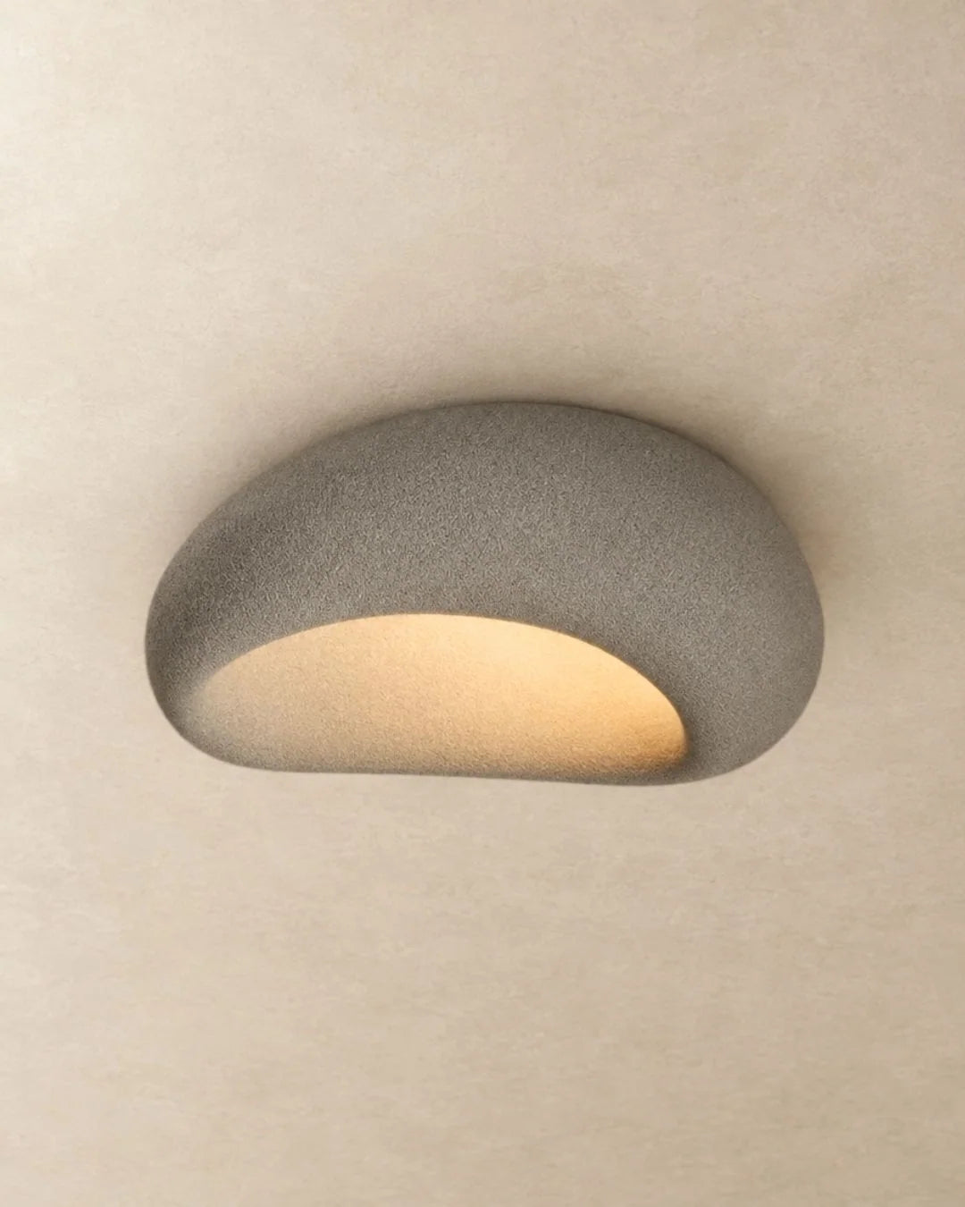 Gray textured flush mount ceiling light