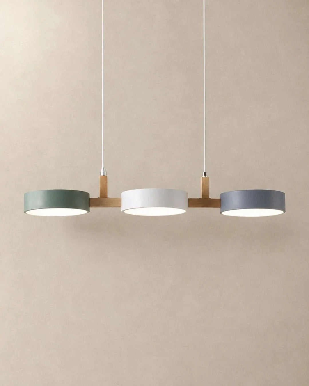 Gray, white and blue linear pendant light